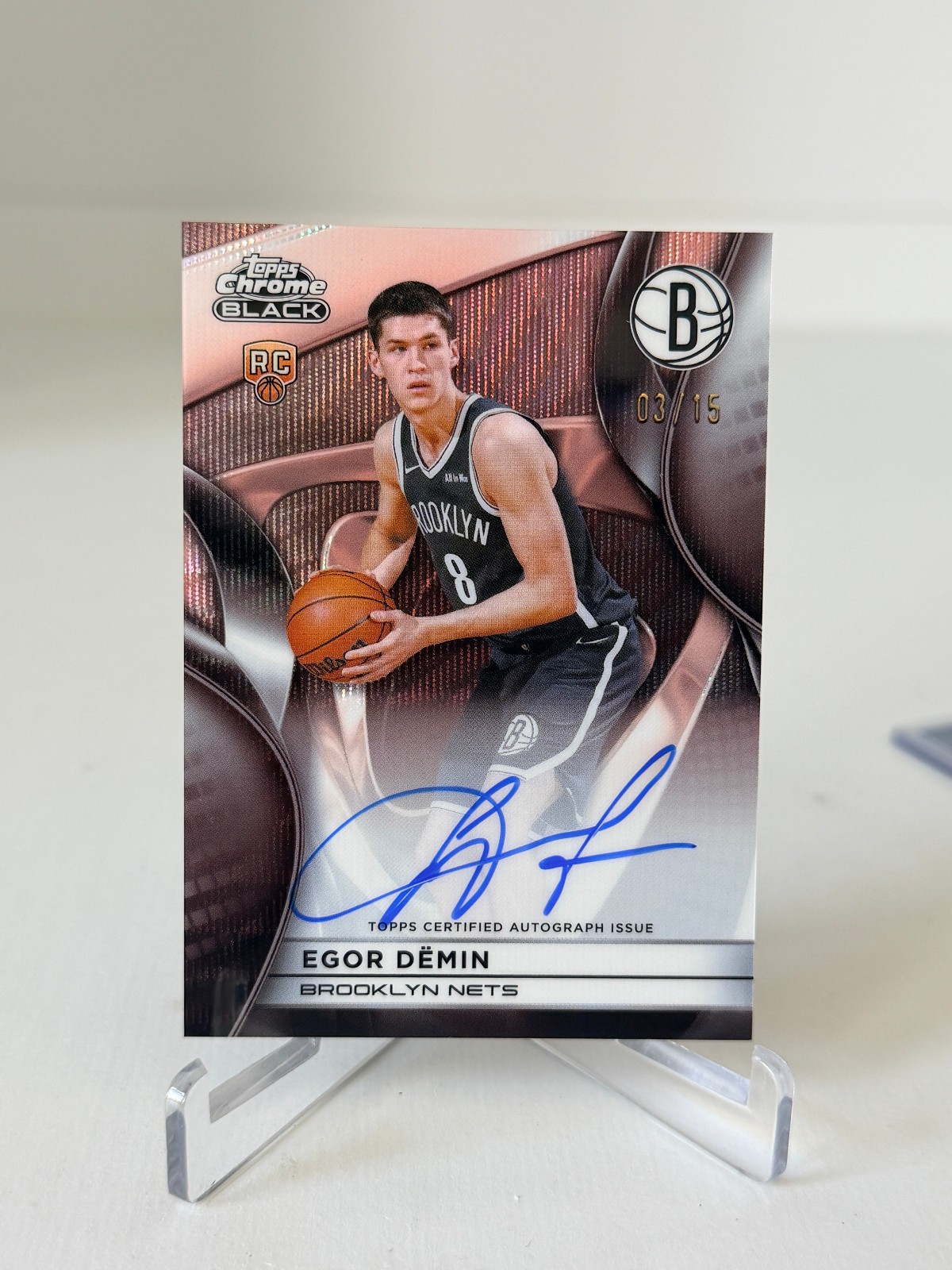 2025-26 Topps Chrome Black Egor Demin RC Auto Rose Gold Wave Refractor /15 RA-ED