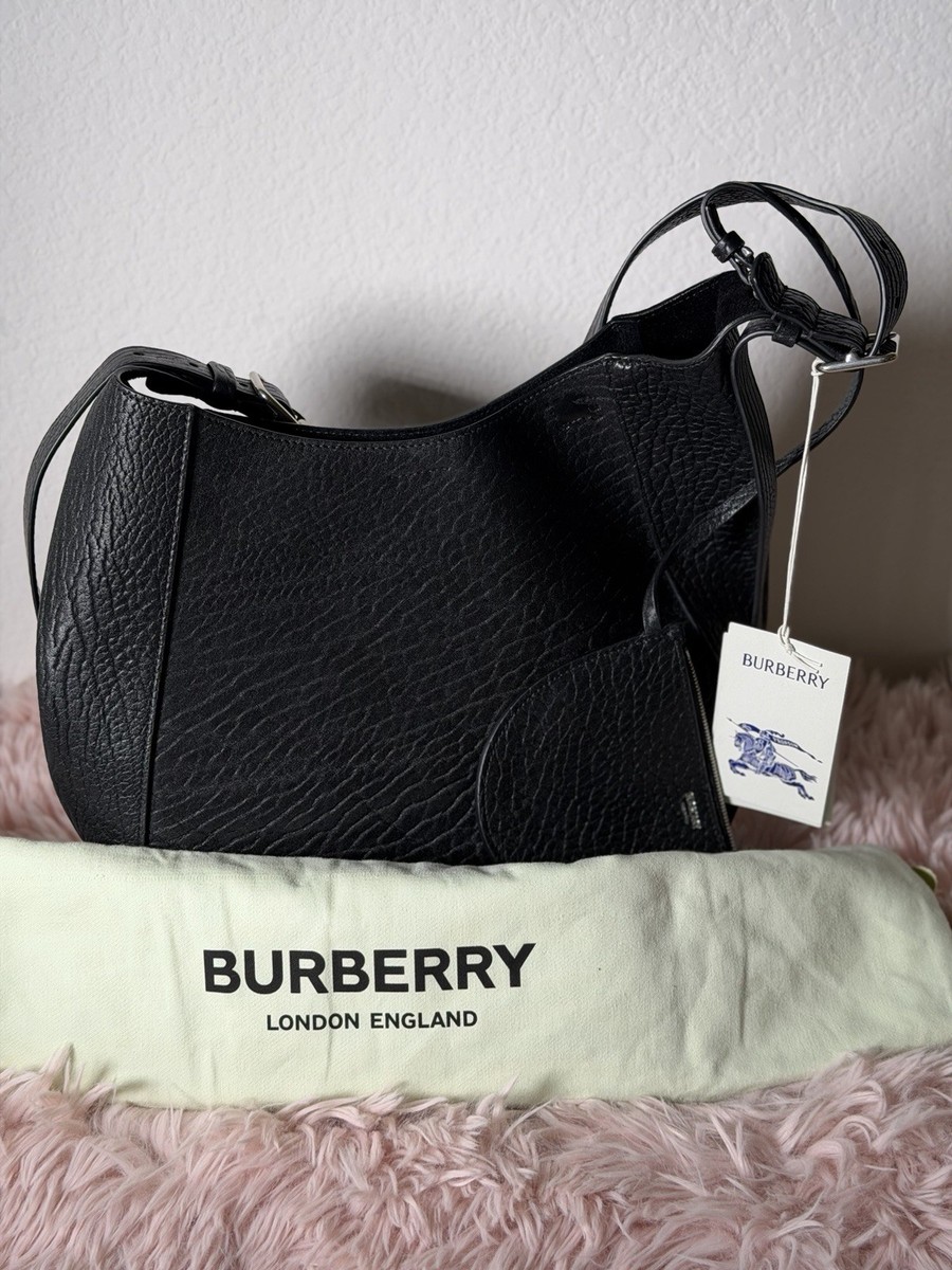 Burberry Pebbled Black Leather Shoulder Bag with Original Dust Bag