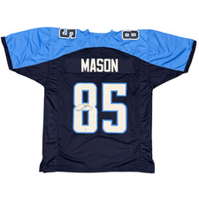 Derrick Mason Signed Autographed Tennessee Titans Custom Jersey JSA Witness COA