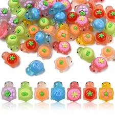 7pcs Luminous Resin Tortoise Cabochons Fruit Flatback Charm Glow in Dark Decor