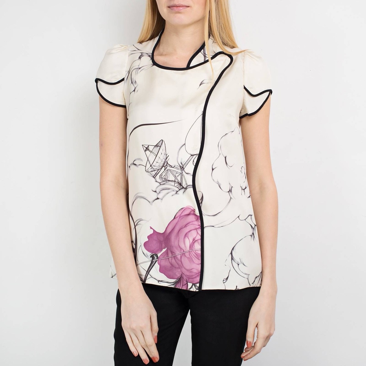 Prada Spring 2008 James Jean Fairy Print Silk Tunic Shirt IT 38 