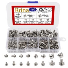 160Pcs M3 M3.5 M5 Terminal Block Screws Assortment Kit with Square Washers, N...
