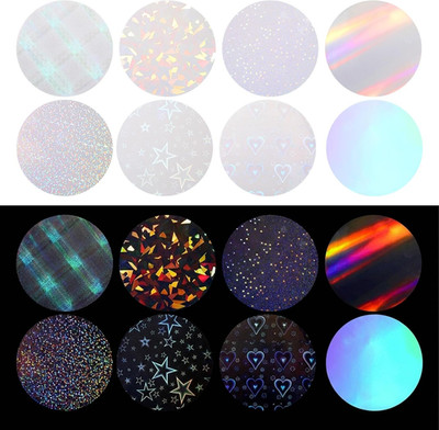 180 Pcs Badge Protective Film 70 mm/2.76 in, 9 Styles Button Maker Supplies Holo