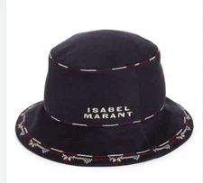 Isabel Marant Women's Blue Halena Embroidered Cotton Twill Bucket Hat