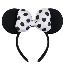 Mouse Ear Headband with 3D Cotton Bow, Polka Dot Bow Mouse Party Costume Accesso