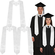 3 PCS White Graduation Stole Bulk Unisex Adults 70 Inches 2026 Plain Sash Sublim