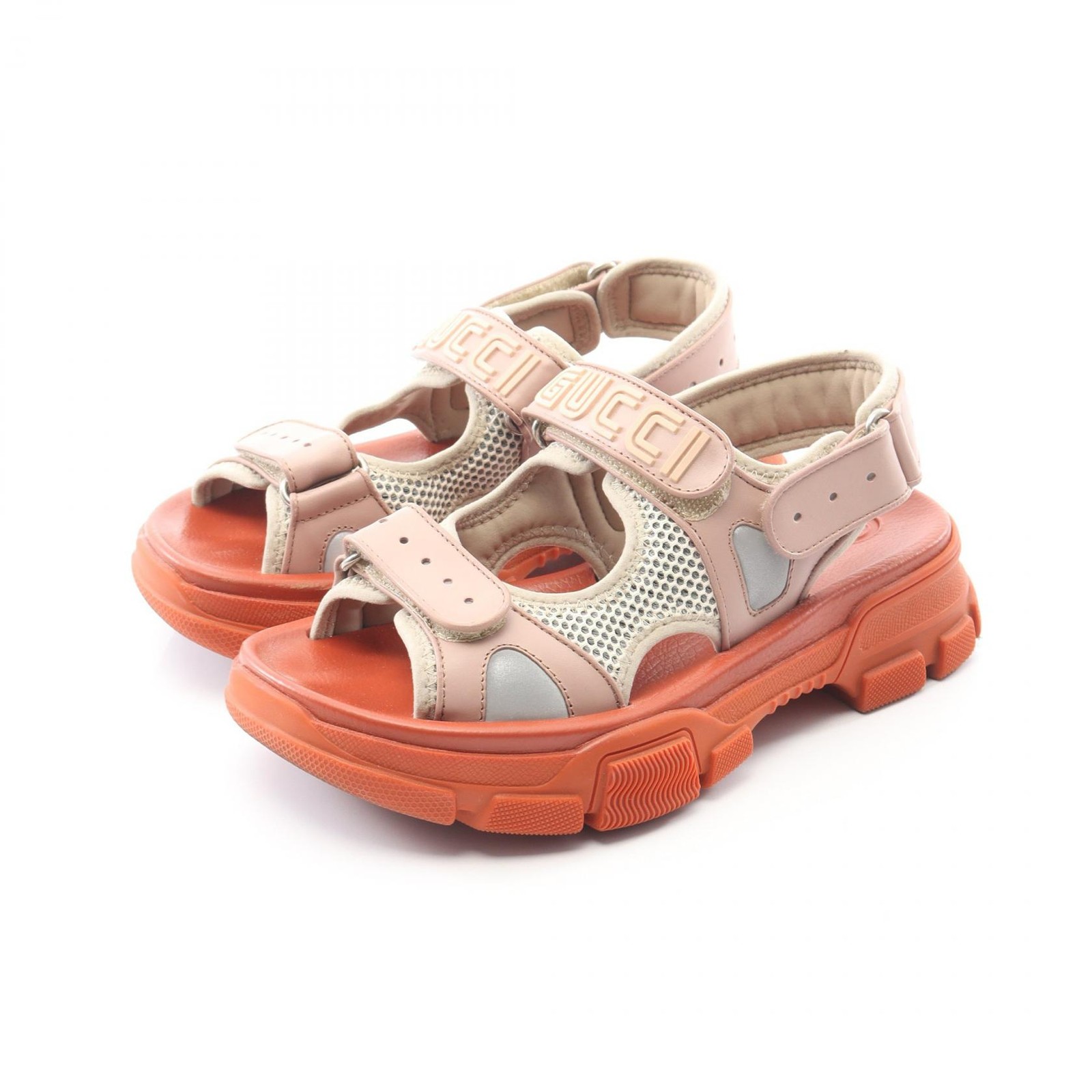 GUCCI sandals shoes leather fabric pink / multicolor