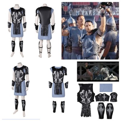 Film Gladiator 2:Maximus Cosplay Costume Disguise party Black Blue Battle Outfit