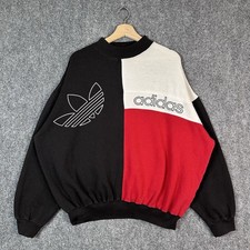 Vintage Adidas Trefoil 80s 90s Color Block Sweatshirt XL Hip Hop Boxy Embroidery