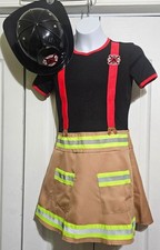 Wild Firefighter Girls Costume 8-10 Dress Helmet Hat Halloween Kid Fire Uniform