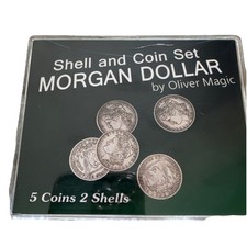 Morgan Dollar Shell and Coin Set (5 Coin +1 Head Shell+1 Tail Shell) Magic Coin