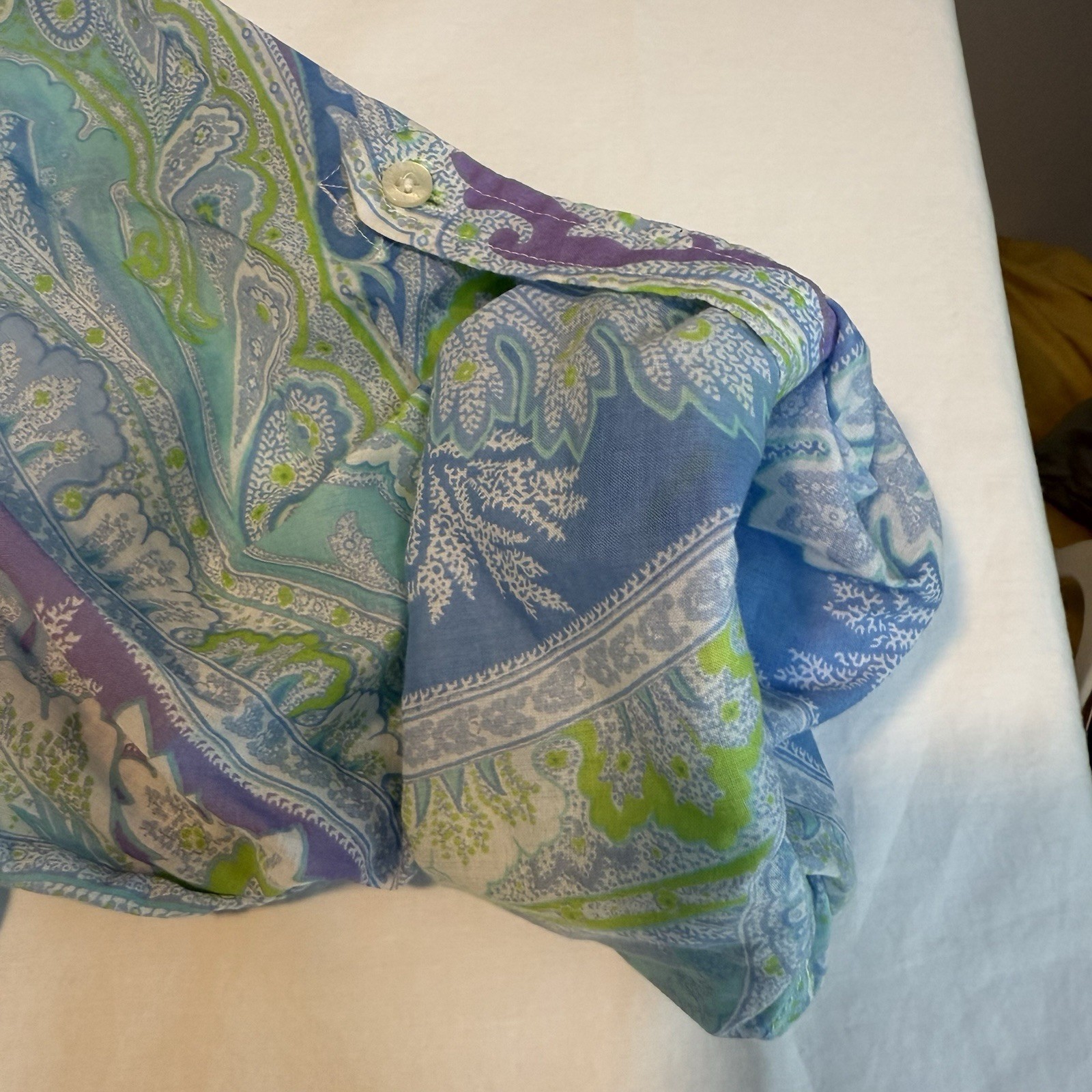 Lauren Ralph Lauren 2X Purple Teal Paisley Button Plus Shirt 100% Cotton Top RLR
