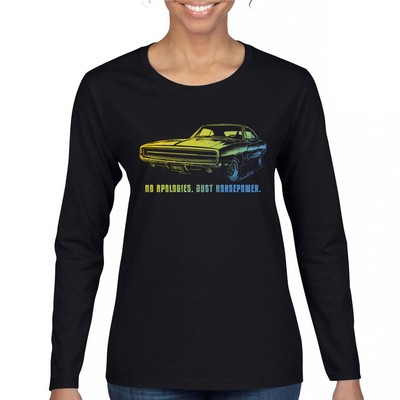 No Apologies Just Horsepower Women's Long Sleeve T-shirt Muscle Car Vintage '70