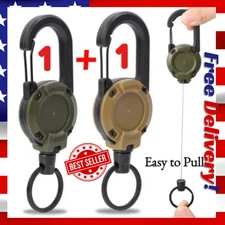 Heavy Duty Retractable Carabiner Car Key Chain Reel Holder Steel Cord Keychain