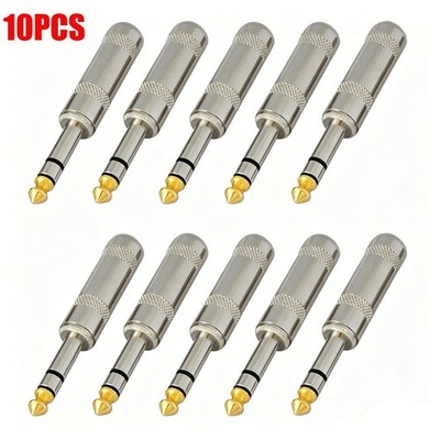 10Pcs 1/4 Inch TRS Stereo Phone Plug Heavy Duty Solder Connector for Audio Cable