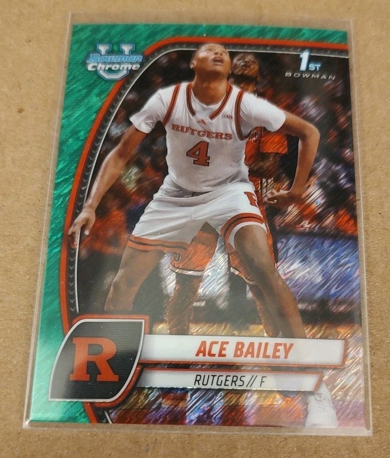 2024-25 Bowman U Chrome Ace Bailey #1 Green Shimmer Rutgers 1st Utah Jazz RC
