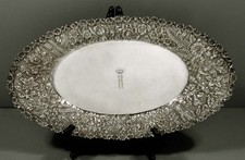 Kirk Sterling Silver Royal Tray c1905 HAND DECORATED FLORAL