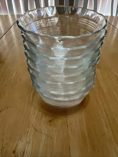 Pyrex Corning 463 Custard Cup Scalloped Edge 175ml Set Of 8 Vintage