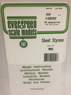 Evergreen EV4250 Blatt 1mm V-Nut 6,3mm Modellbau