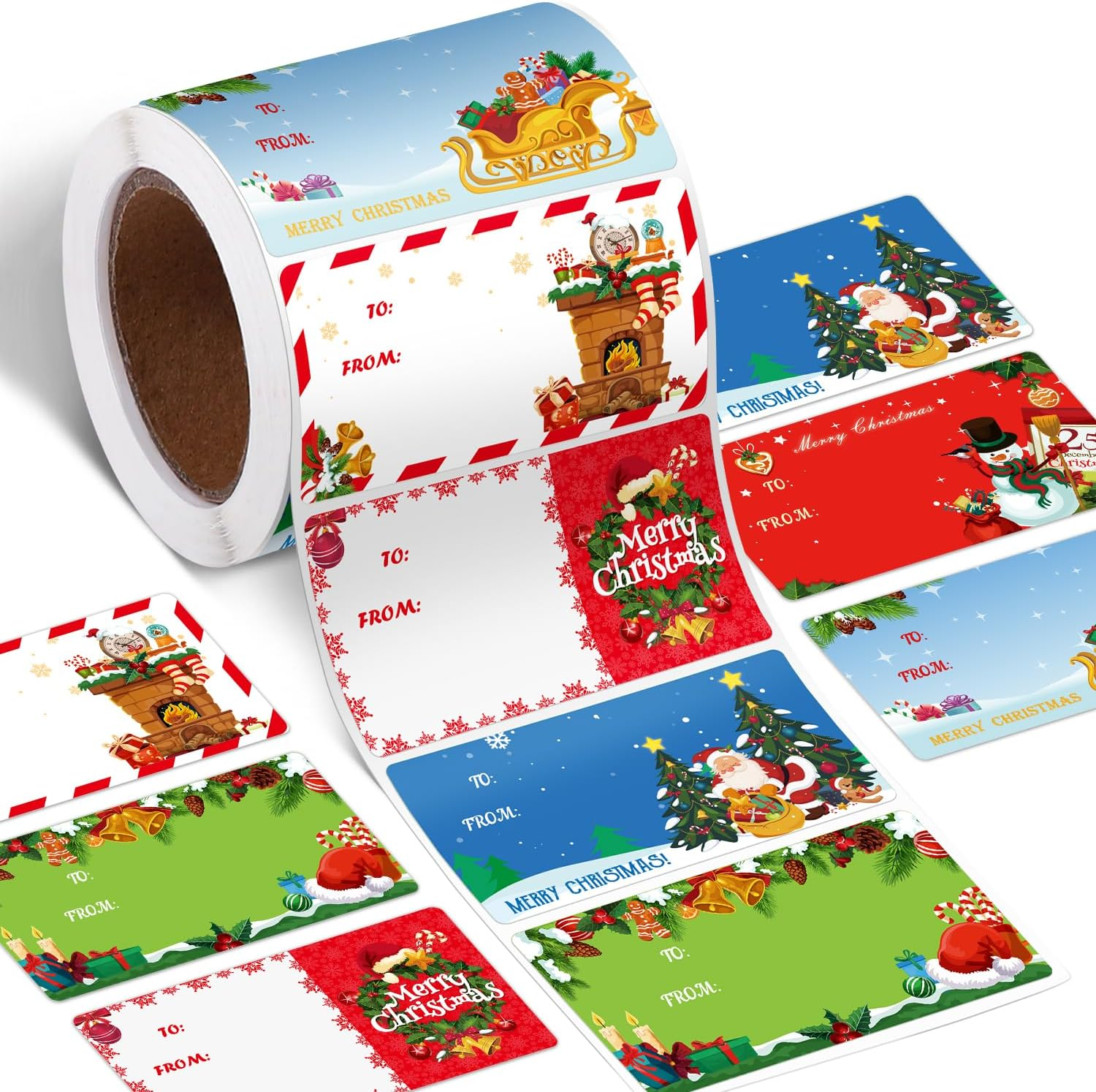 150Pcs Christmas Gift Tags Self Adhesive Christmas Stickers Gift Tags for Christ