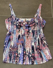 NWT Sunseeker Womens Size 40B Tankini Swim Suit Top White Multi Floral Underwire