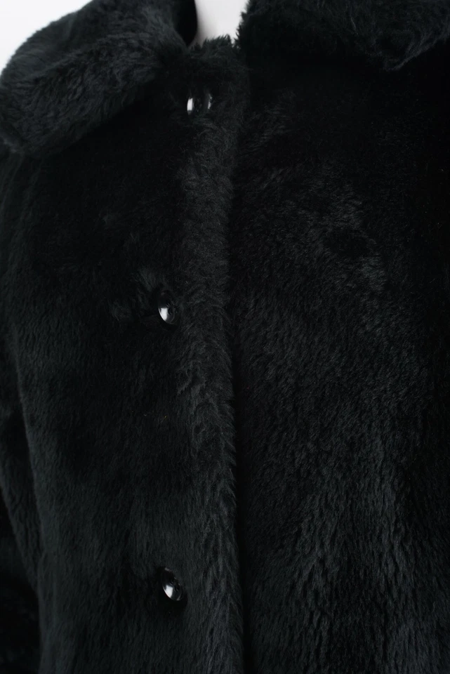 Michael Simon Нью-Йорк женщин черный искусственного меха Куртка Пальто размер большой кнопка спереди - Изображение 3 из 4