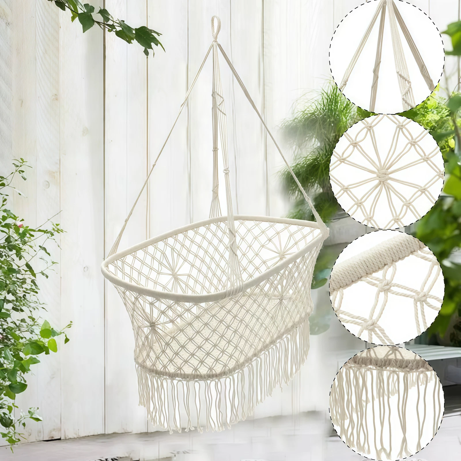 Baby Hammock Cradle Newborn Hanging Woven Basket for Baby
Opens in a new window or tab