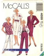 McCall's Sewing Pattern Women's JACKET DRESS or TOP SKIRT PANTS 4699 Sz 8 UNCUT