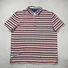 Tommy Hilfiger Polo Shirt Mens XL Multicolor Striped Short Sleeve Custom Fit