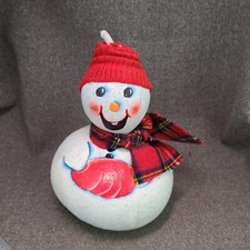 Vintage Hand Made Gourd Snowman 10  Tall Hand painted Scarf  Knit Hat