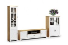 Wohnwand Wohnzimmer PROVENCE Weiß provenzalisch Holzoptik Landhaus Neu Modern 05