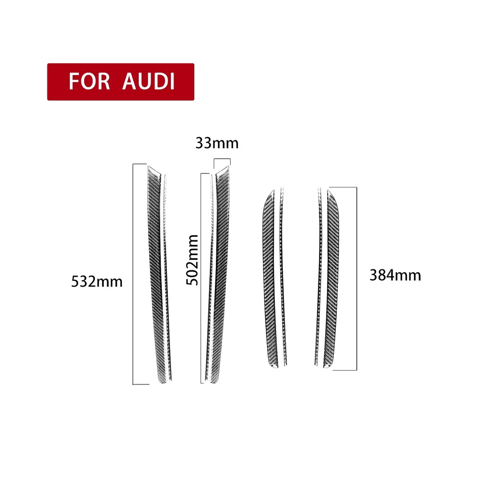 Cubierta de panel de puerta interior de fibra de carbono real 8 piezas para Audi A5 S5 2008-2016 Foto 2 de 4