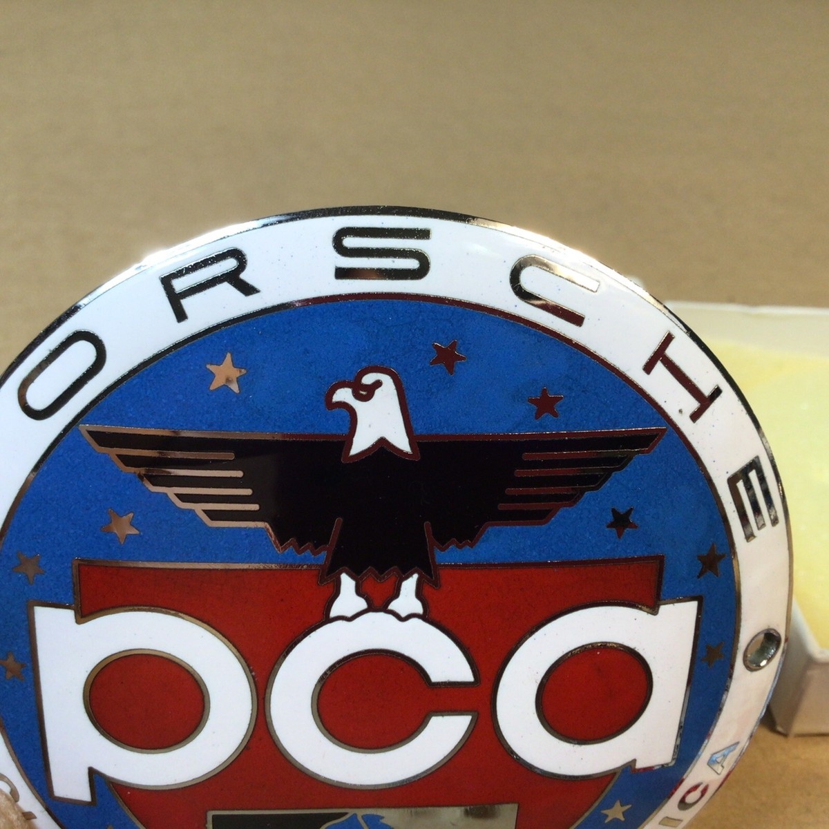 Vintage Large PCA Porsche Club Of America Enamel Car Club Badge