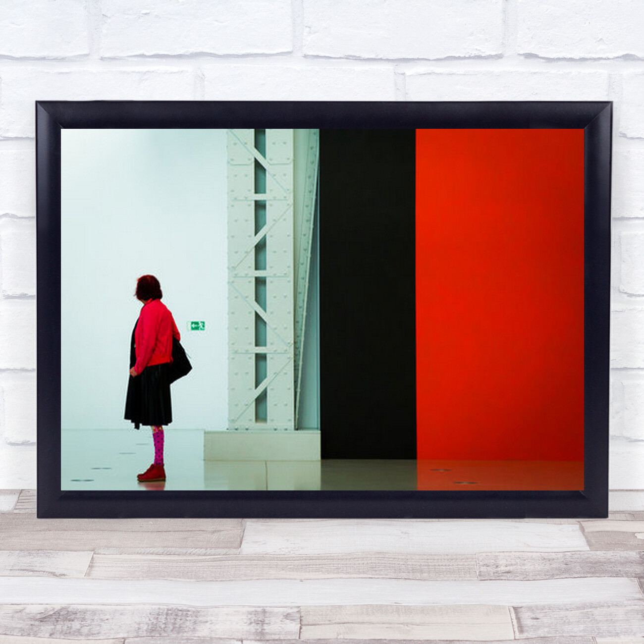 SAOLA Calze Acciaio Rosso Nero Linee Architettura Astratta Donna Vecchia Stampa Wall Art