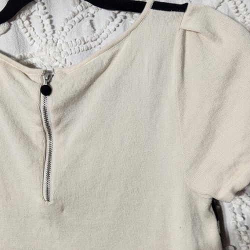 Anthropologie HWR Sweater Womens S Cream Black Rainbow Geometric Officecore Fem - Picture 7 of 11