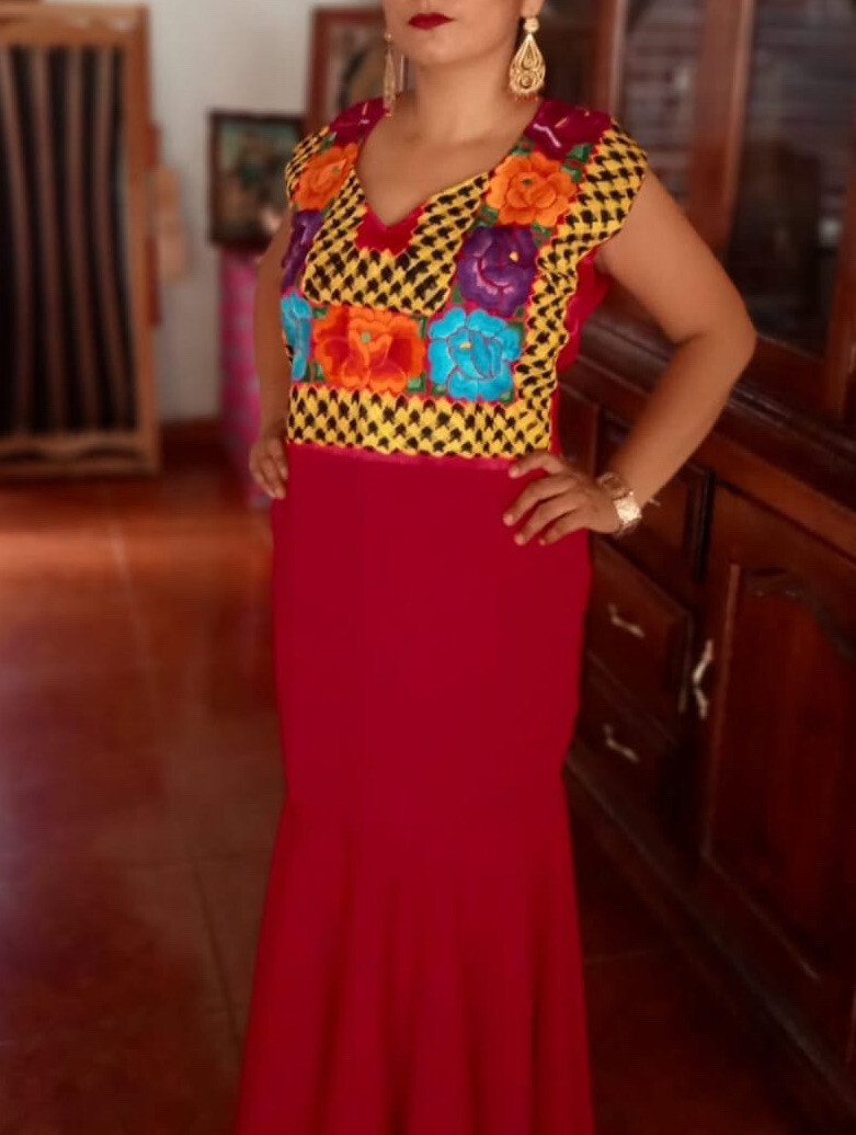 Vestido Bordado Del Istmo Tehuantepec ,vestido Mexicano Embroidery