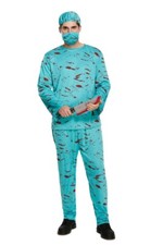 Adults BLOODY SCRUBS SURGEON Halloween Costume Mens Ladies Doctor Fancy Dress UK