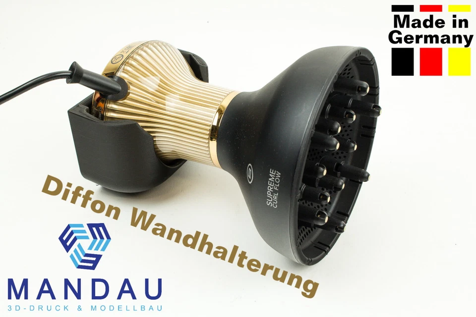 MANDAU3D Wandhalterung für Bellissima Diffon Supreme & DF1 - Fönhalter Halterung Fön