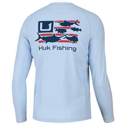 Huk Fishingフィッシングシャツ ブルー/ホワイト M （L） Pursuit Light Blue Fishing Performance Crew – Huk Gear