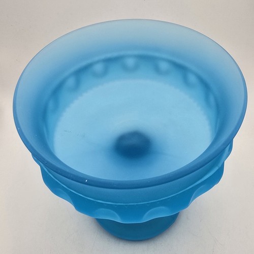 Indiana Glass Blue Satin Mist Blue 5" Wedding Bowl Compote Candy Dish w/Box 1173 - Picture 3 of 10
