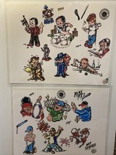 2 Sheets Adam Kaplan Fury 97 98 Tattoo Flash Wall Art Gangster Spray Painting