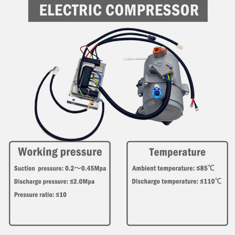 12 Volt A/C Kit Electric Compressor Set for Auto Air Conditioning Car ...