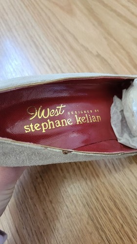 Vintage 9West by Stephane Kelian 6.5 Tan Suede Loafer Heels Witchy - Picture 5 of 9