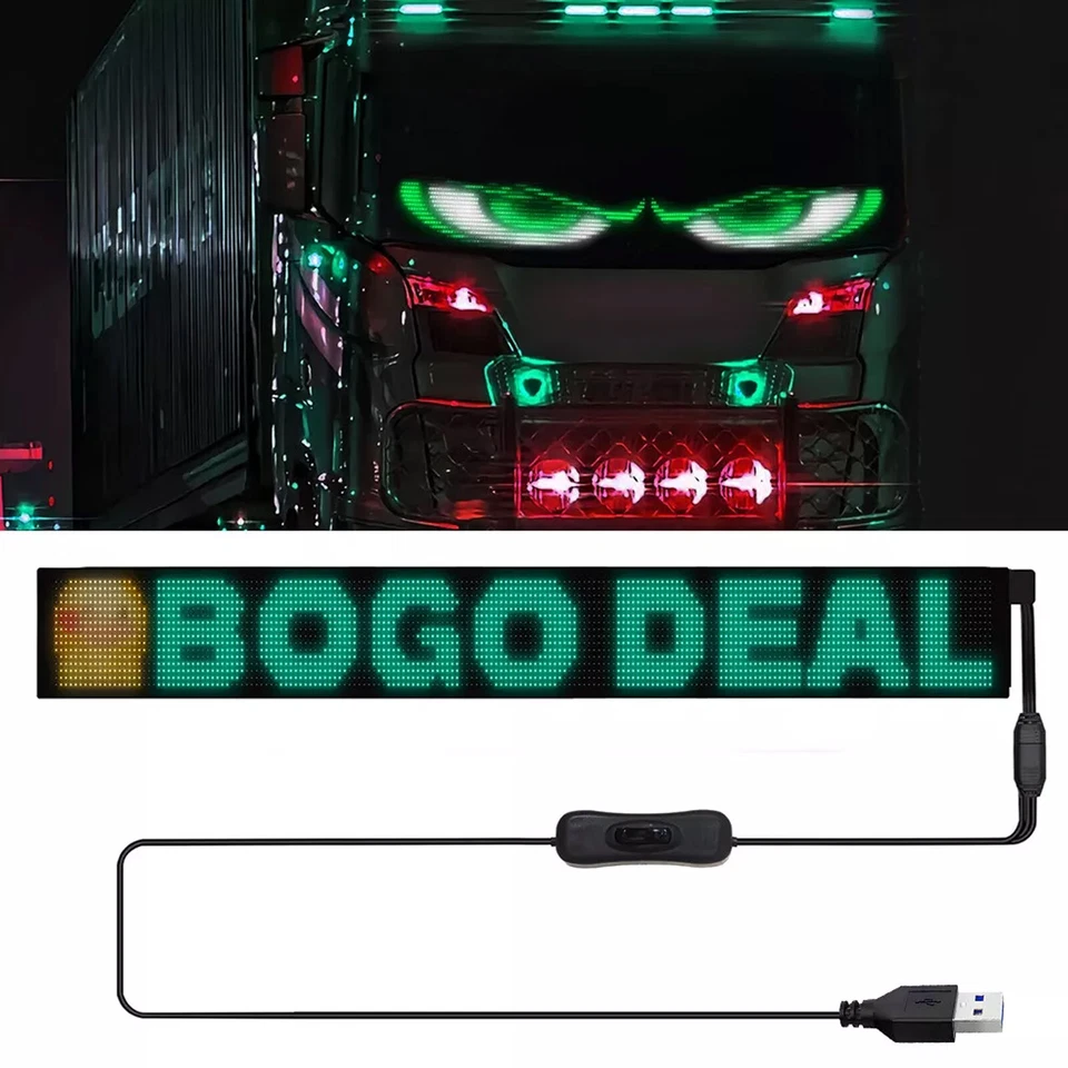 USB Dynamic RGB LED DIY Sign Scrolling Message Display Screen APP Programmable - Image 2 of 4