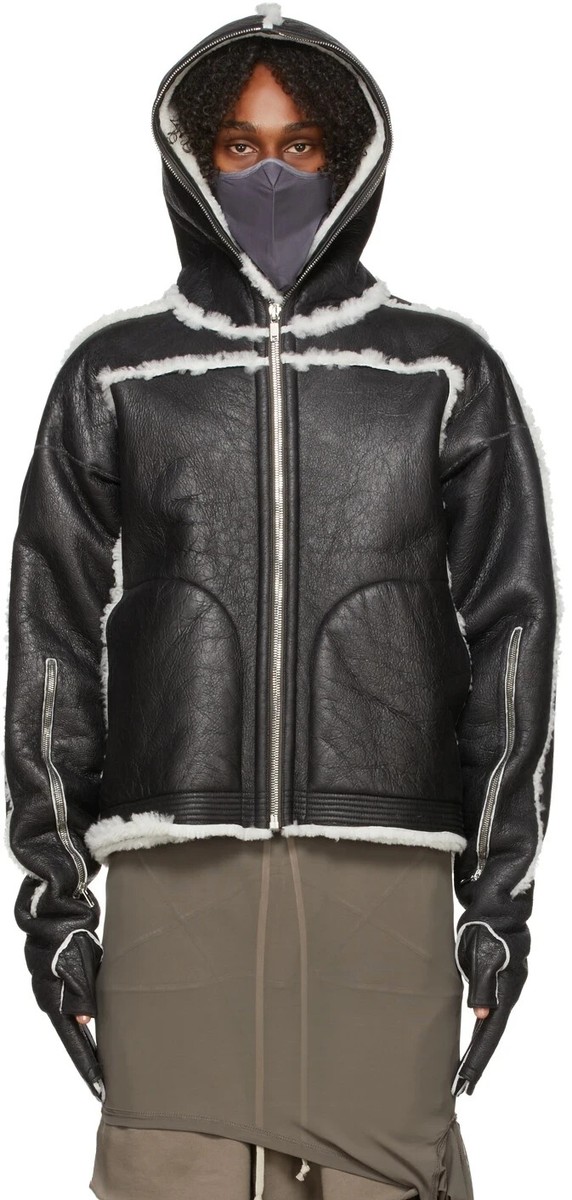 RICK OWENS FW21 SEALED WINDBREAKER GLOVE INSERT SHEARLING JACKET