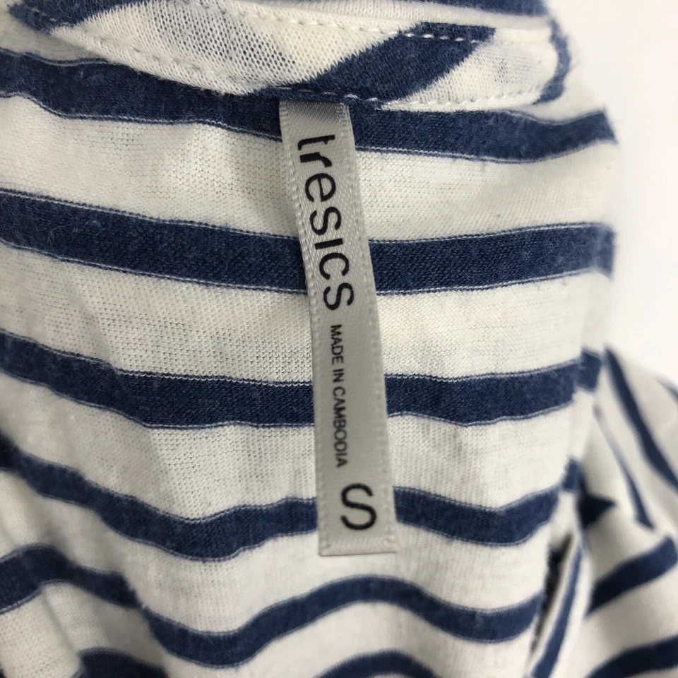 Camiseta Tresics azul branca listrada gráfica de bicicleta manga longa pequena - Imagem 4 de 4