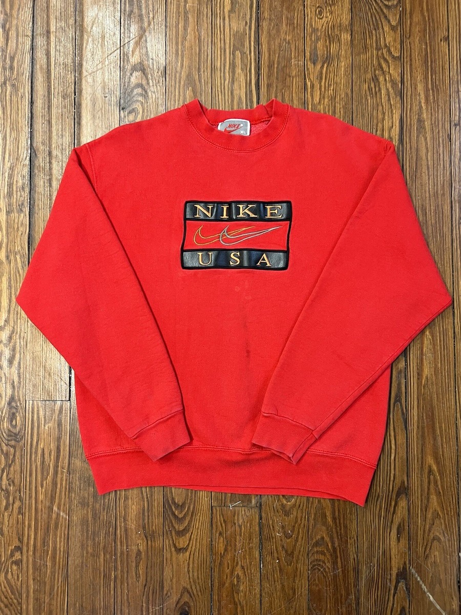 Vintage 90s Nike Bootleg Crewneck Sweatshirt Leather Swoosh Vintage 90s Nike Bootleg Crewneck Sweatshirt Leather Swoosh