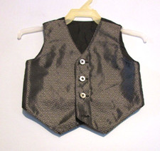 Little Boys Dress Suit Vest Size Tag Missing 2T Maybe Black w/Silver EUC
