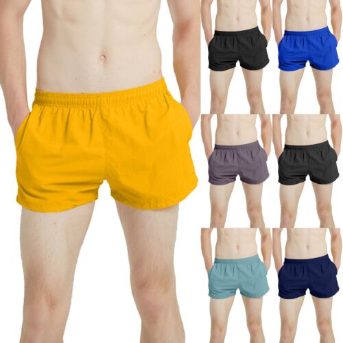 Men's Summer Shorts Solid Color Drawstring Quick Drying Breathable Beach Shorts