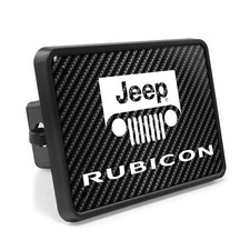 Jeep Rubicon Uv Graphic Carbon Fiber Look Metal Plate On Plastic Tow Hitch Cover